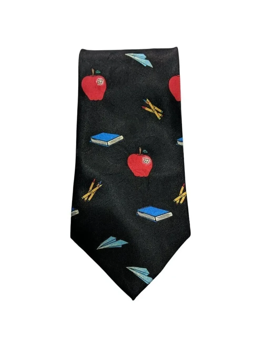Rogers Necktie School Books Pencils Apples